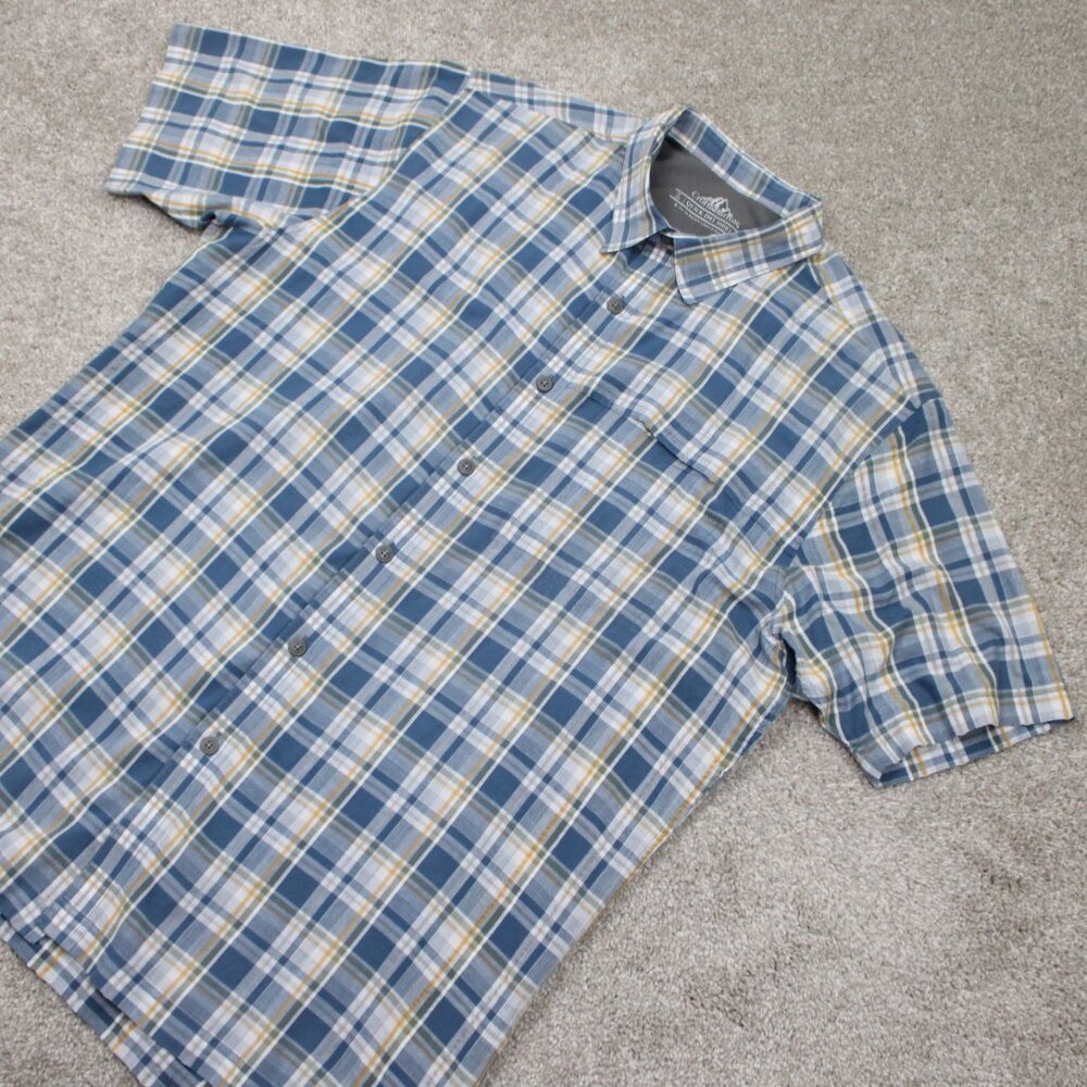 Croft & Barrow Quick Dry Shirt Mens Large Blue/Yellow Poly/Cotton‎ S/S Button Up - Picture 3 of 12